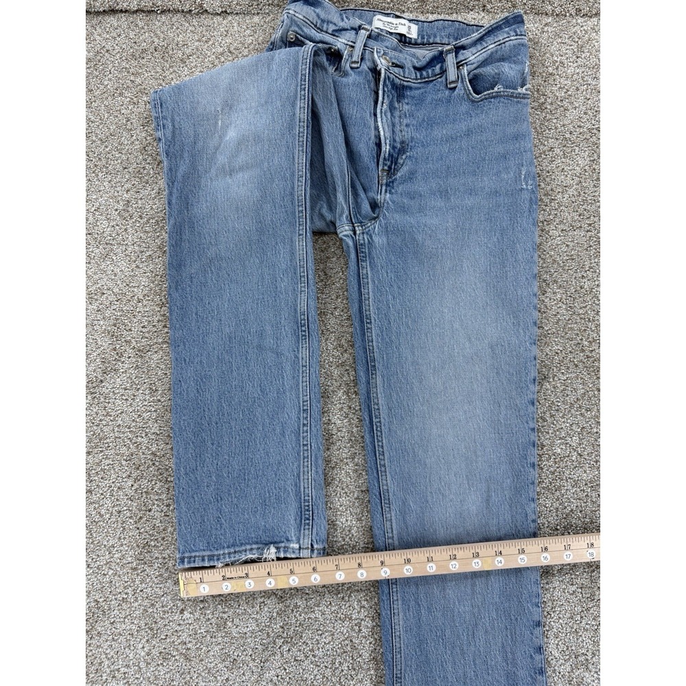 Abercrombie & Fitch 90s Straight Ultra High Rise Criss-Cross 25/0 XL Light Wash - Picture 14 of 14